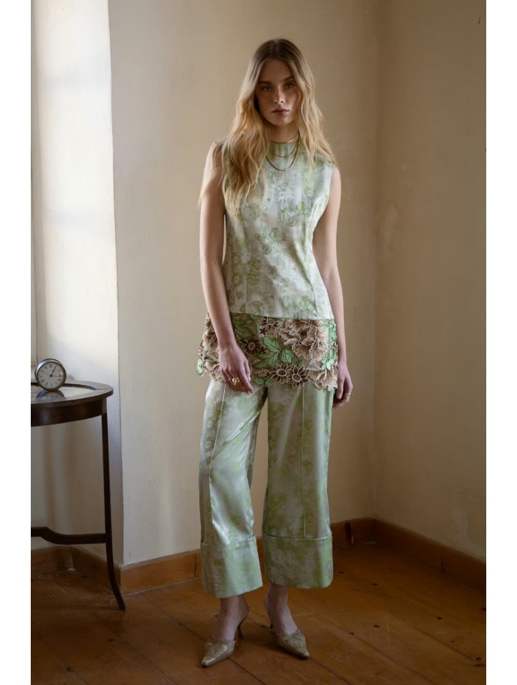 NIDODILEDA Way Pants Floral Printed Satin