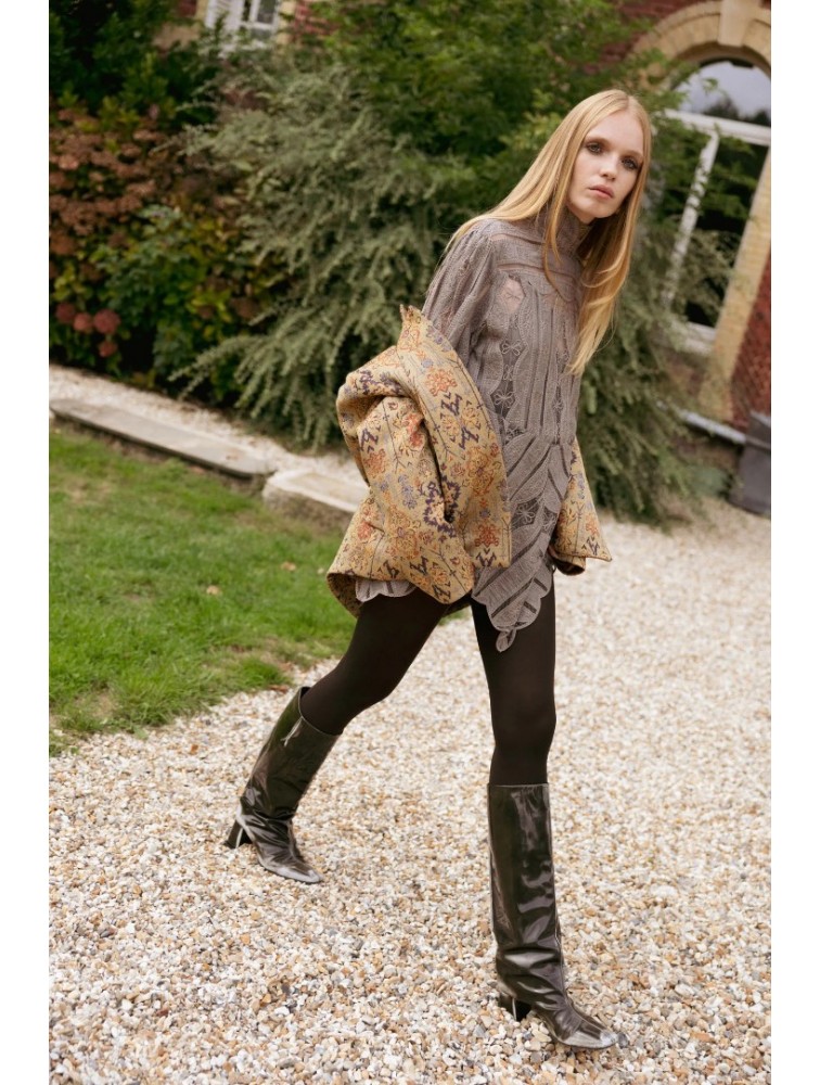 NIDODILEDA York Shirt Dress Crochet Lace Puro Ταμπά Δαντελένιο Κροσέ Πουκαμισοφόρεμα