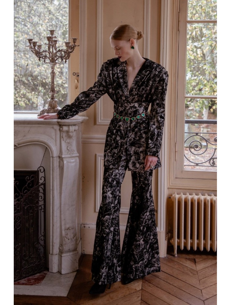 NIDODILEDA Flores Flares Black and White Pants