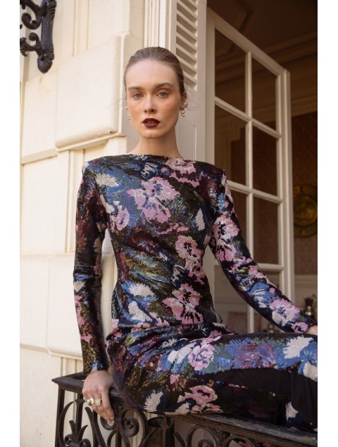 NIDODILEDA Piper Dress Φλοράλ Παγέτα Φόρεμα