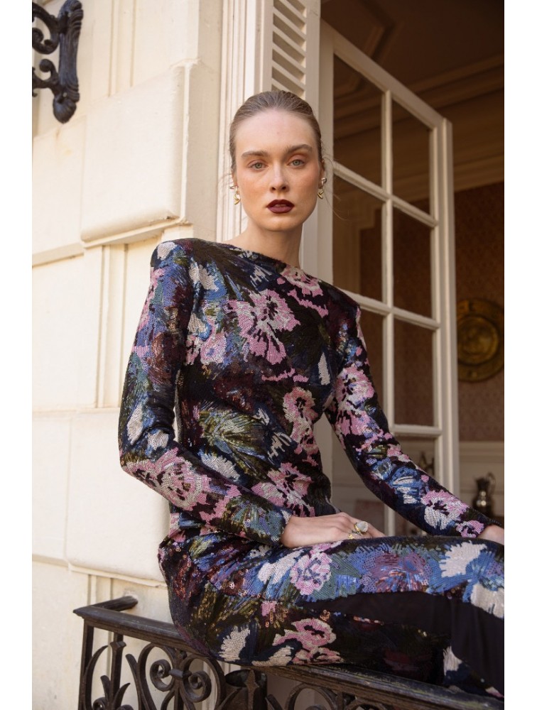 NIDODILEDA Piper Dress Φλοράλ Παγέτα Φόρεμα