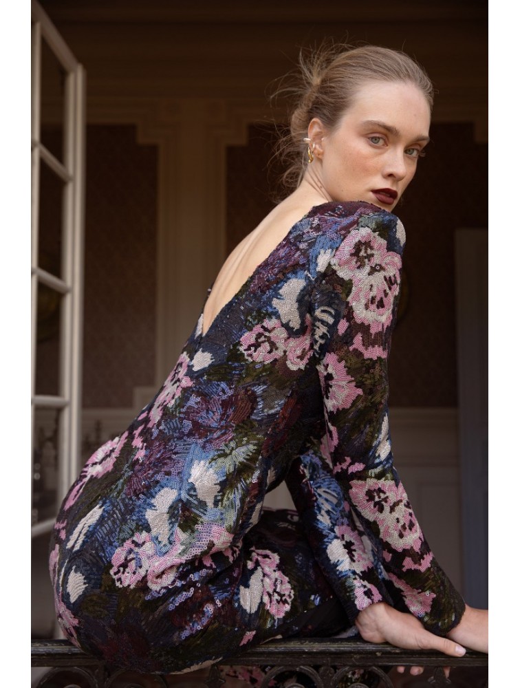 NIDODILEDA Piper Dress Φλοράλ Παγέτα Φόρεμα