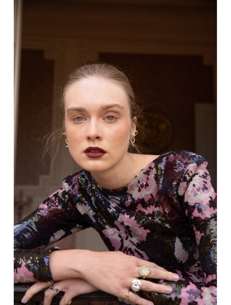 NIDODILEDA Piper Dress Φλοράλ Παγέτα Φόρεμα