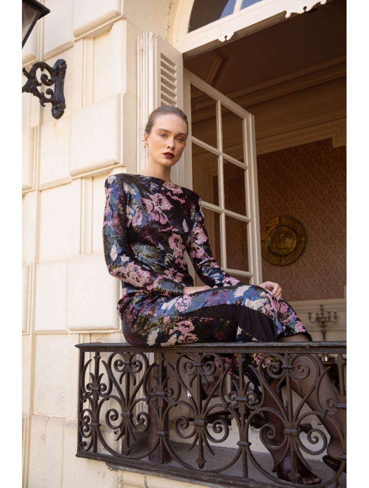 NIDODILEDA Piper Dress Φλοράλ Παγέτα Φόρεμα