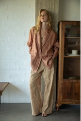 NIDODILEDA Reed Blazer Crinkled Pleated Σομόν Σακάκι