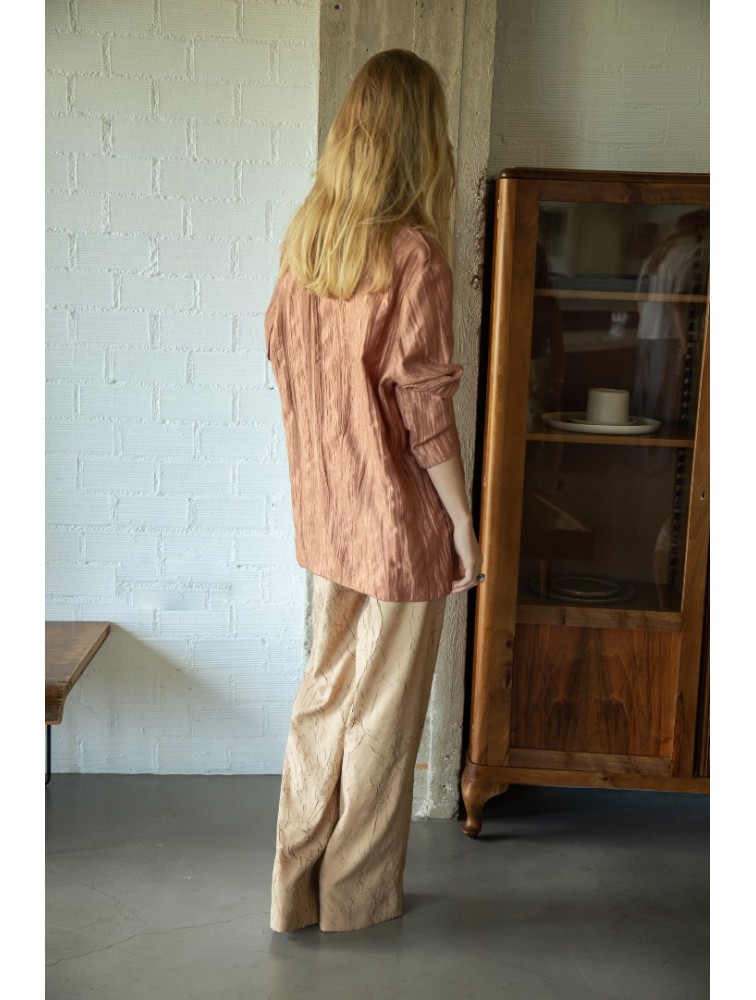 NIDODILEDA Reed Blazer Crinkled Pleated Σομόν Σακάκι