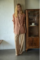 NIDODILEDA Reed Blazer Crinkled Pleated Σομόν Σακάκι