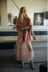 NIDODILEDA Reed Blazer Crinkled Pleated Σομόν Σακάκι