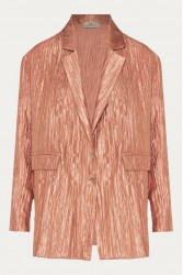 NIDODILEDA Reed Blazer Crinkled Pleated Σομόν Σακάκι