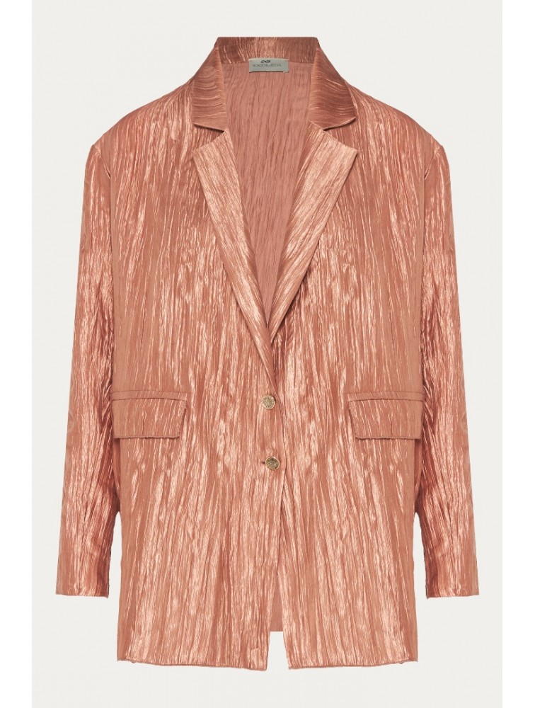 NIDODILEDA Reed Blazer Crinkled Pleated Σομόν Σακάκι