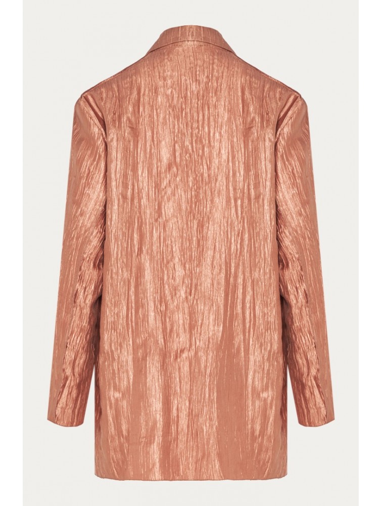 NIDODILEDA Reed Blazer Crinkled Pleated Σομόν Σακάκι