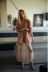 NIDODILEDA Reed Blazer Crinkled Pleated Σομόν Σακάκι