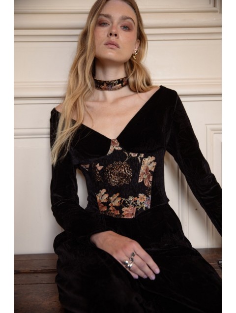 NIDODILEDA Rose Top Μαύρο Βελουτέ Τοπ