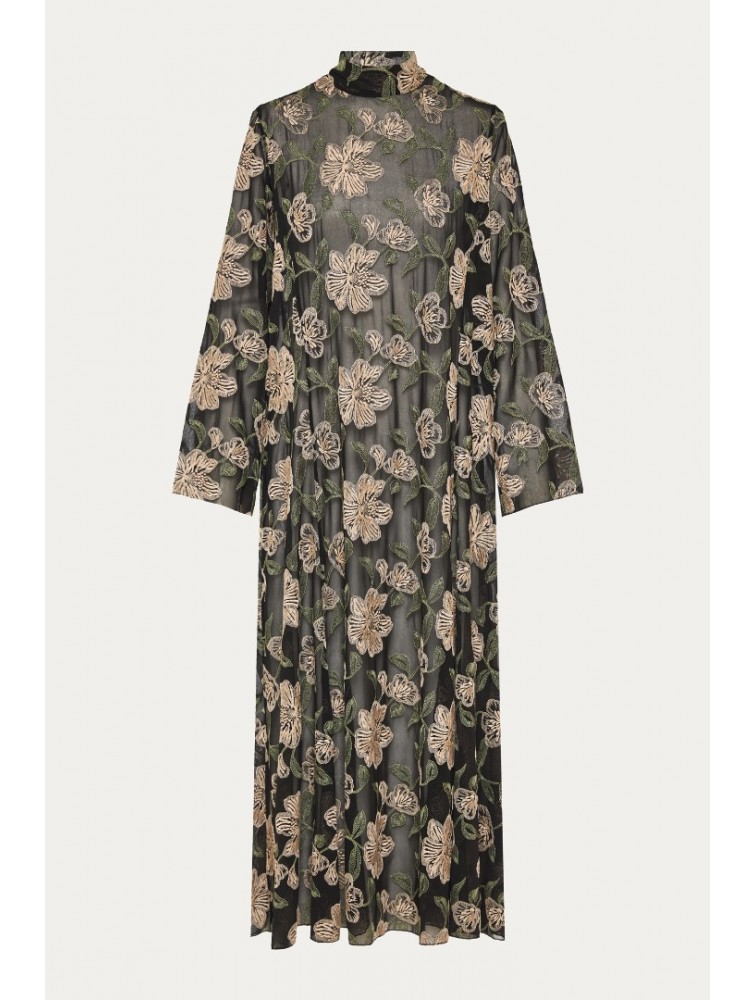 NIDODILEDA Ruston Dress Μαύρο Φλοράλ Κεντητό Φόρεμα