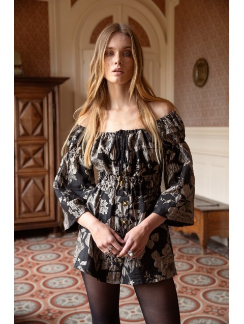 NIDODILEDA Spirit Dress Φλοράλ Ζακάρ Φόρεμα