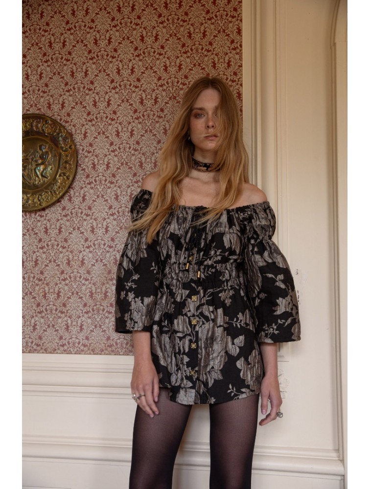 NIDODILEDA Spirit Dress Φλοράλ Ζακάρ Φόρεμα