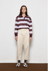 MALLORY THE LABEL Sunday Polo Sweater Burgundy Μπορντώ Πόλο Μπλούζα με Ρίγες