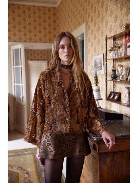 NIDODILEDA Warrior Top Dress Κροσέ Βελουτέ Μουσταρδί Top Dress