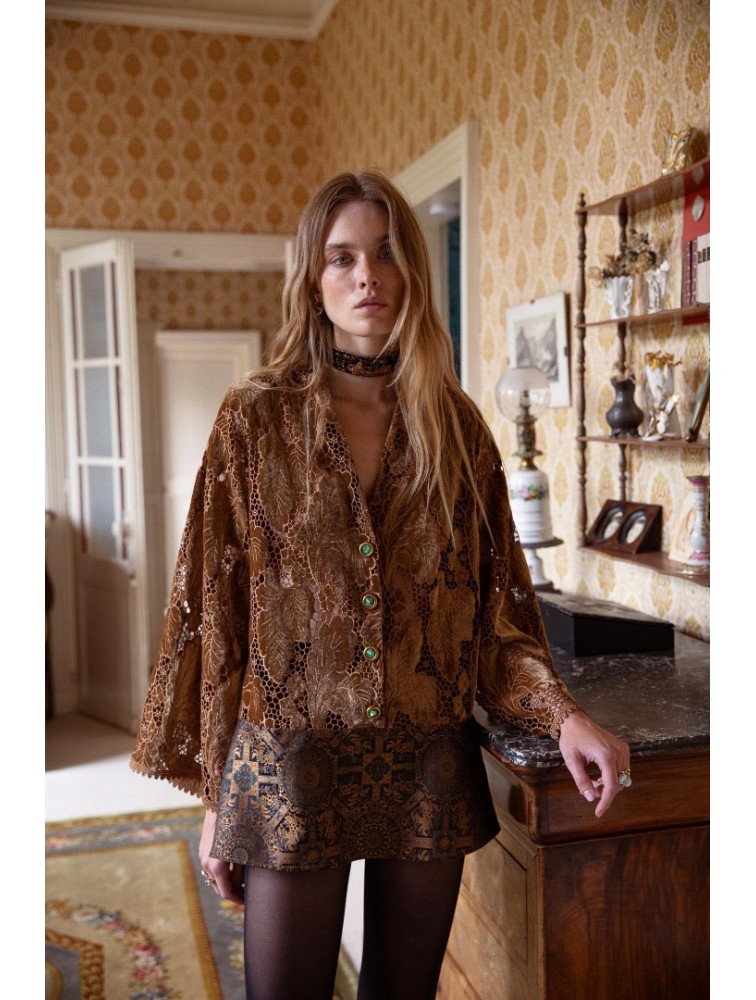 NIDODILEDA Warrior Top Dress Κροσέ Βελουτέ Μουσταρδί Top Dress