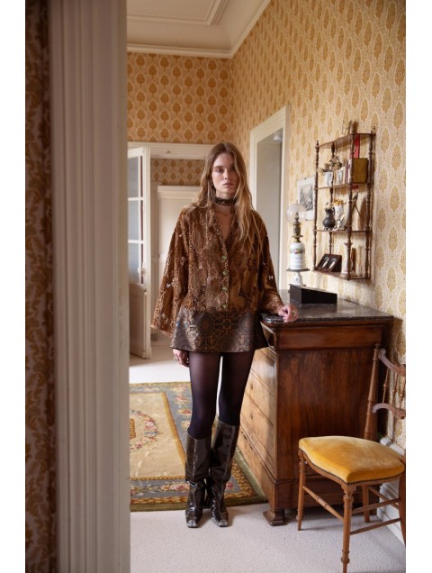 NIDODILEDA Warrior Top Dress Κροσέ Βελουτέ Μουσταρδί Top Dress