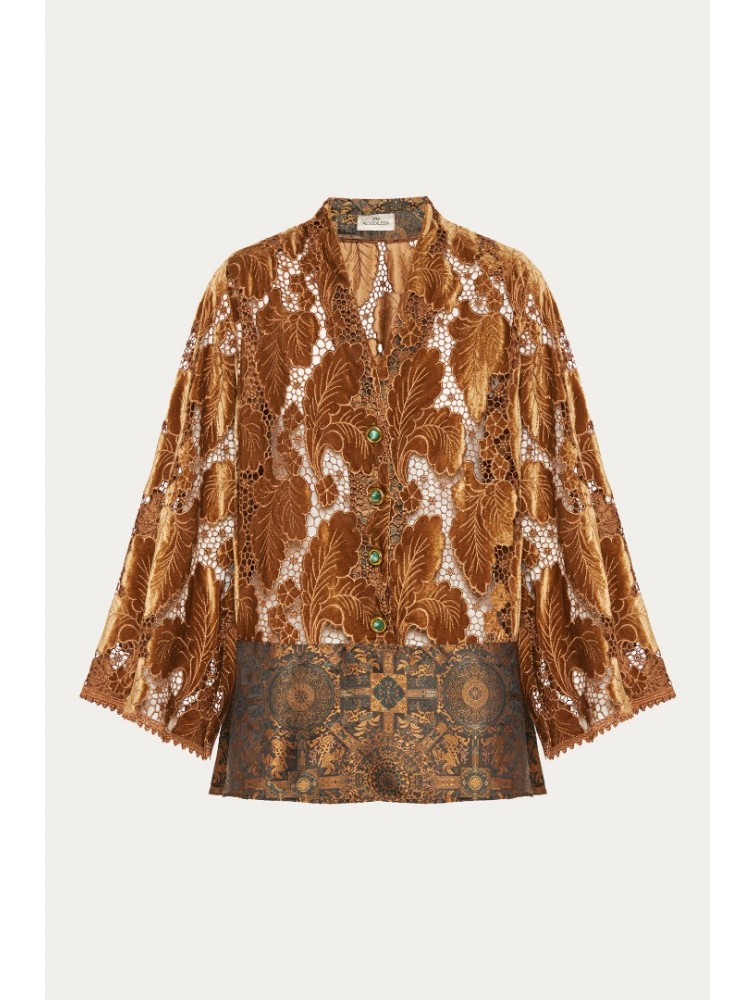 NIDODILEDA Warrior Top Dress Κροσέ Βελουτέ Μουσταρδί Top Dress