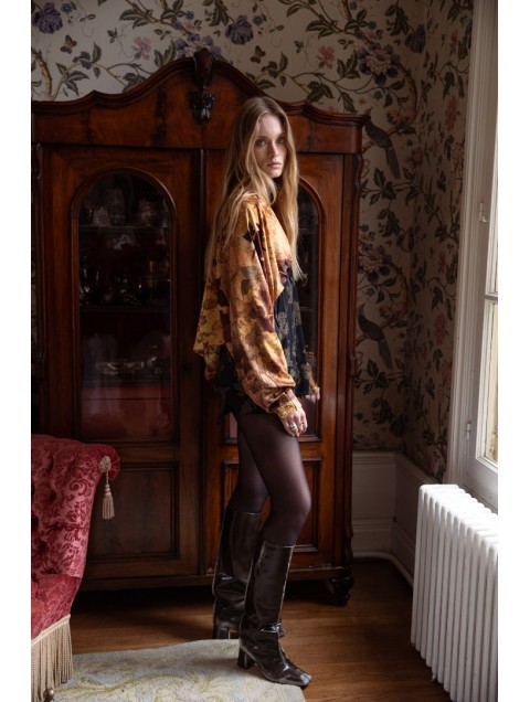 NIDODILEDA Wolf Shirtdress Εμπριμέ Μουσταρδί Πουκαμισοφόρεμα