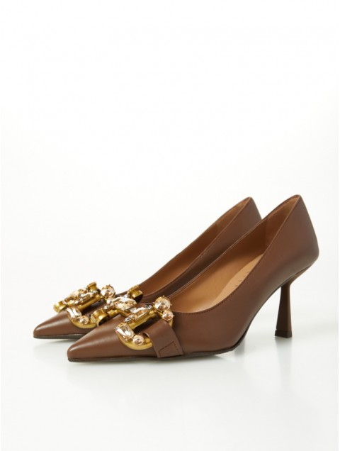 OVYE' by CRISTINA LUCCHI Brown women's heels with buckle OVYE' by CRISTINA LUCCHI Brown women's heels with buckle