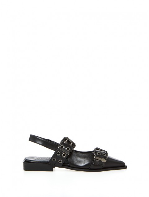 OVYE' by CRISTINA LUCCHI Women's black leather Slingback mules