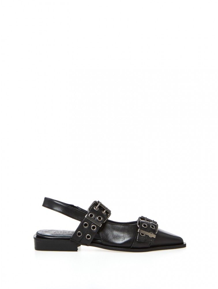 OVYE' by CRISTINA LUCCHI Μαύρα γυναικεία δερμάτινα Slingback mules