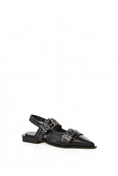 OVYE' by CRISTINA LUCCHI Μαύρα γυναικεία δερμάτινα Slingback mules