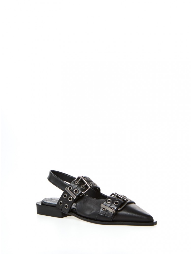 OVYE' by CRISTINA LUCCHI Μαύρα γυναικεία δερμάτινα Slingback mules