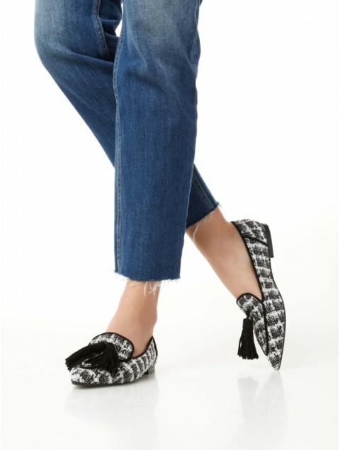 OVYE' by CRISTINA LUCCHI Black Loafers In Fabric With Tassels