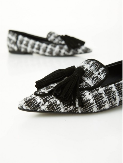 OVYE' by CRISTINA LUCCHI Black Loafers In Fabric With Tassels