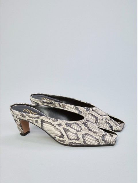 OVYE' by CRISTINA LUCCHI Python Print Leather Mules Δερμάτινα Mules με Ανοιχτή Μύτη σε Τύπωμα Πύθωνα