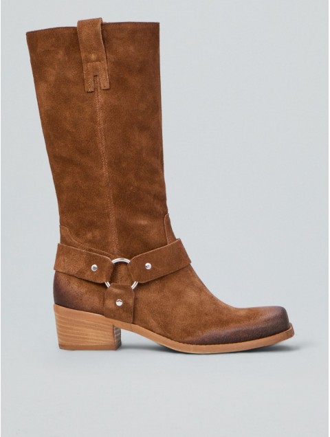 OVYE' by CRISTINA LUCCHI Suede Cowboy Boot Taba Ταμπά Σουέντ Καουμπόικες Μποτες
