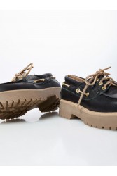 OVYE' by CRISTINA LUCCHI Μαύρο Δερμάτινο Δετό Γυναικείο loafer