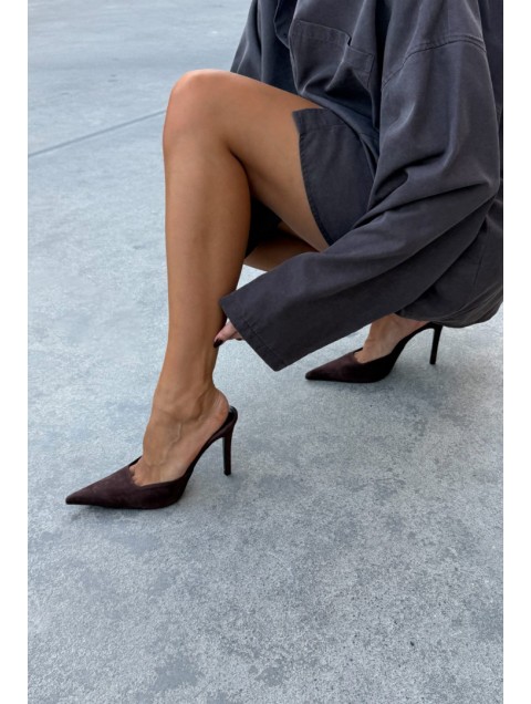 PANTERA SIREN Addiction Suede Δερμάτινα Καφέ Σουέντ Γυναικεία Mules 