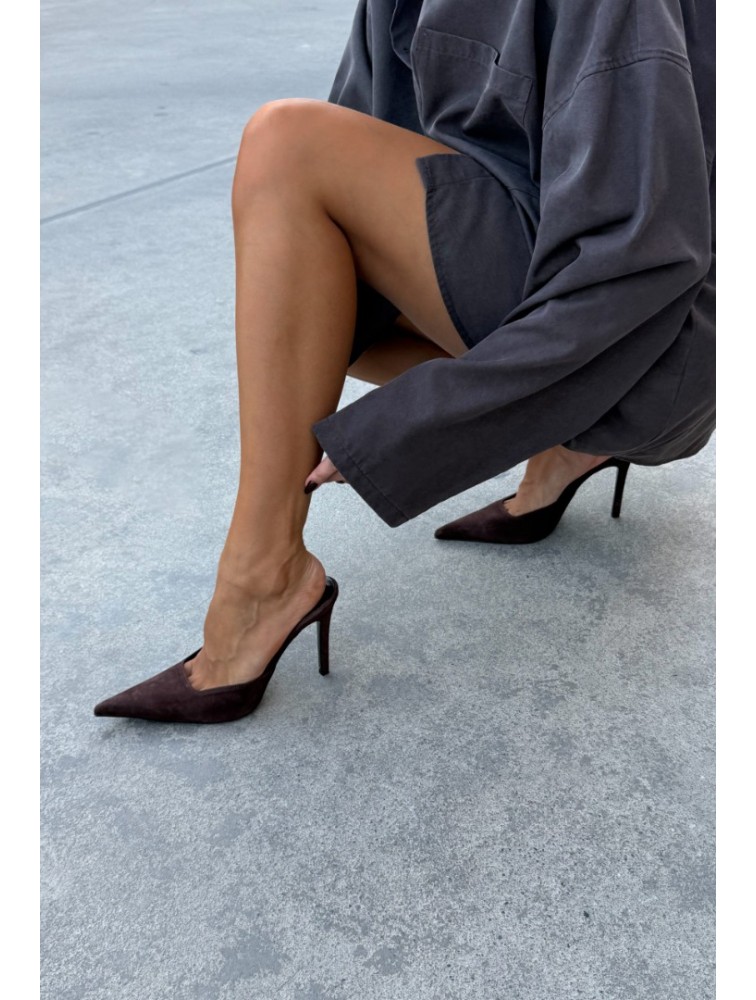 PANTERA SIREN Addiction Suede Δερμάτινα Καφέ Σουέντ Γυναικεία Mules