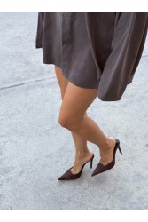 PANTERA SIREN Addiction Suede Δερμάτινα Καφέ Σουέντ Γυναικεία Mules