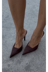 PANTERA SIREN Addiction Suede Δερμάτινα Καφέ Σουέντ Γυναικεία Mules