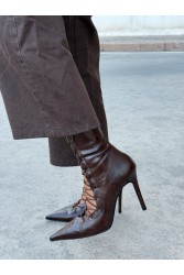 PANTERA SIREN Mamacita Brown Leather Lace-Up Boots
