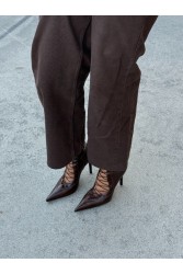 PANTERA SIREN Mamacita Brown Leather Lace-Up Boots
