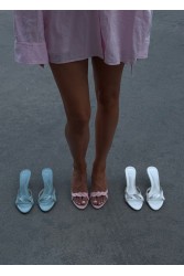 PANTERA SIREN Cloud 9 Δερμάτινα Γαλάζια Γυναικεία Mules