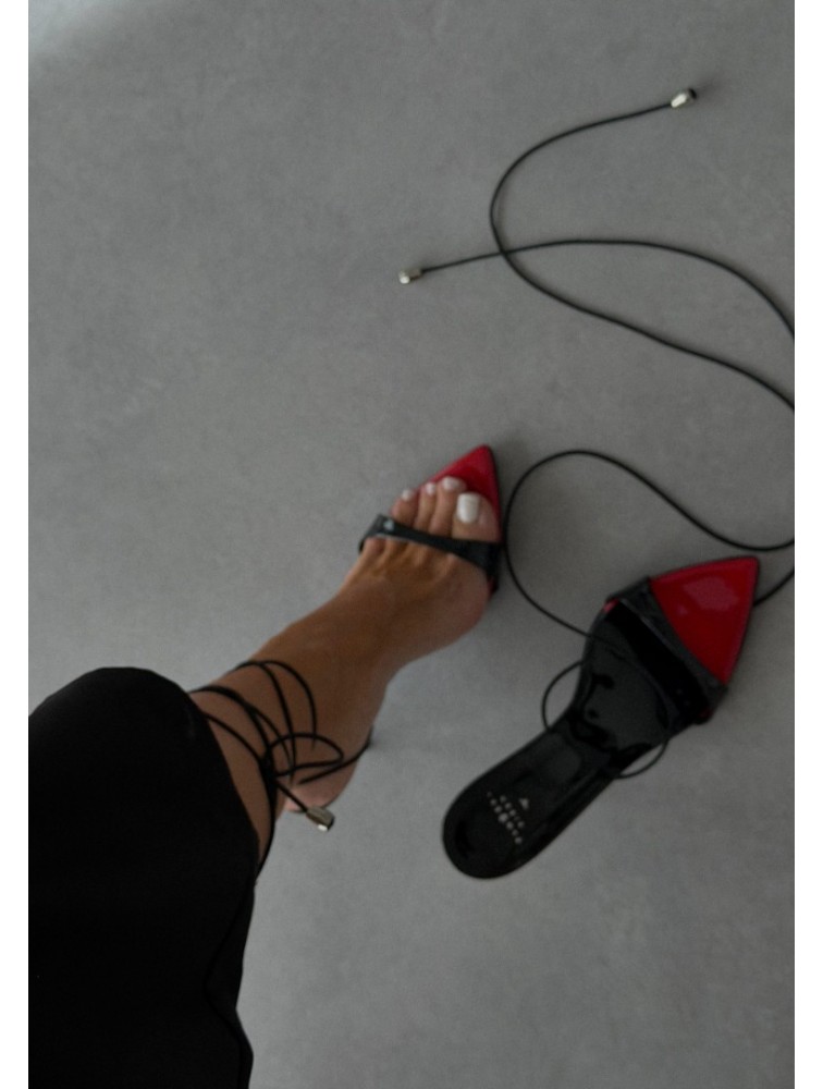 PANTERA SIREN Love Letter Black Lace-up Sandal with Red Toe