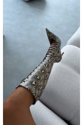 PANTERA SIREN Mamacita Knee Boots Snake Μπότες με Κορδόνι