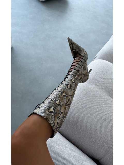 PANTERA SIREN Mamacita Knee Boots Snake Μπότες με Κορδόνι
