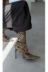 PANTERA SIREN Mamacita Zebra Ζεβρέ Μποτάκια με Κορδόνι