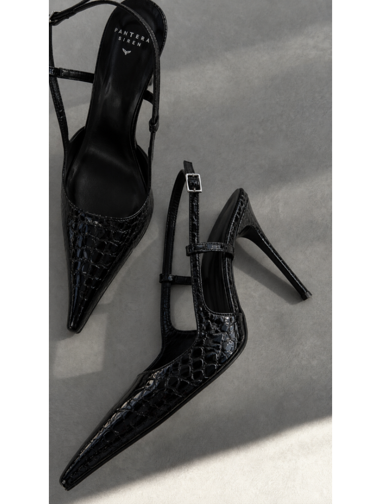 PANTERA SIREN Midnight Affair Black Croco Μαύρες Κροκό Γόβες