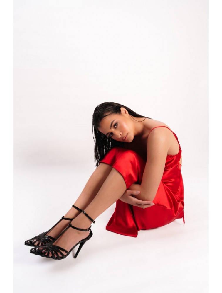 PANTERA SIREN Moulin Rouge Black Δερμάτινες Μαύρες Γυναικείες Γόβες