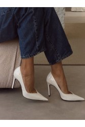 PANTERA SIREN Own the Room White Patent Leather Heels